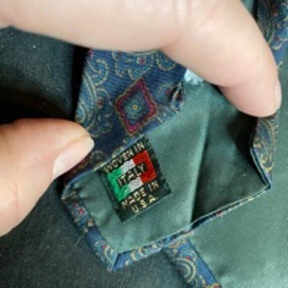 Vintage 90s Paisley Print Tie Blue Red Gold Briar Hand-Fashioned Italy USA - Picture 4 of 6